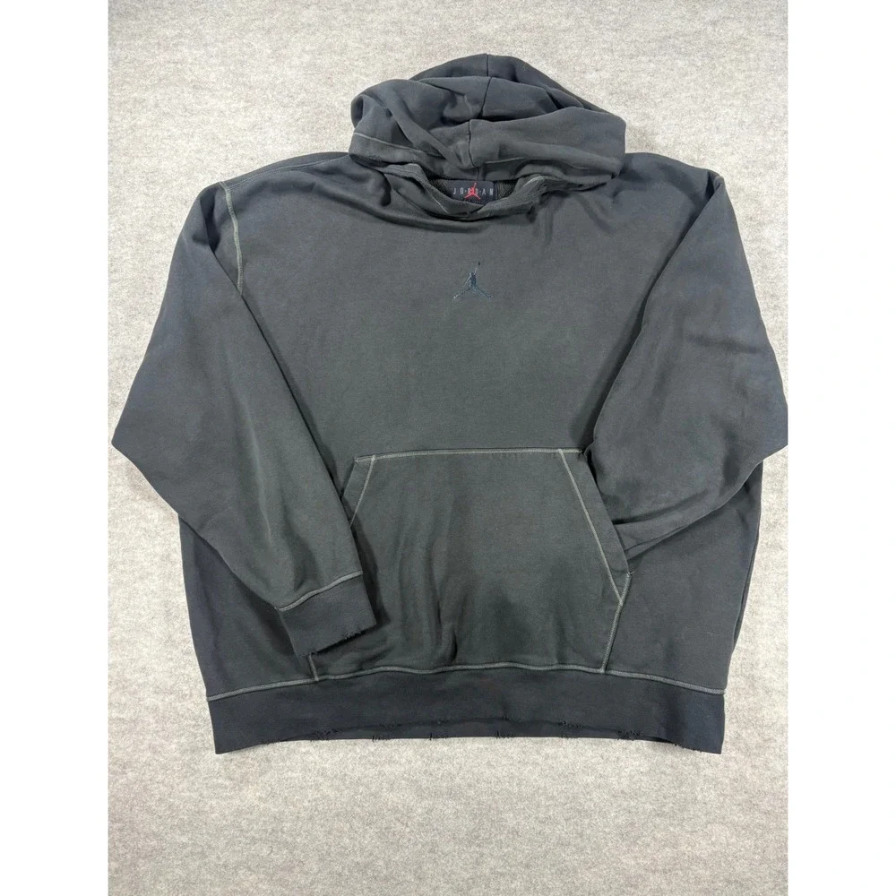Jordan Mens XXL Washed Black Distressed Hoodie Who Said Man Was Not Meant To Fly